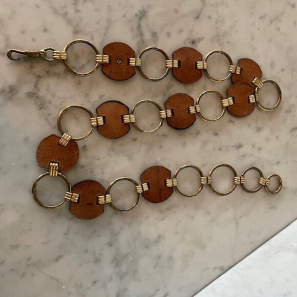 ETIENNE AIGNER Leather Gold Ring Signature Brown Vintage Belt 1515 - Picture 10 of 15